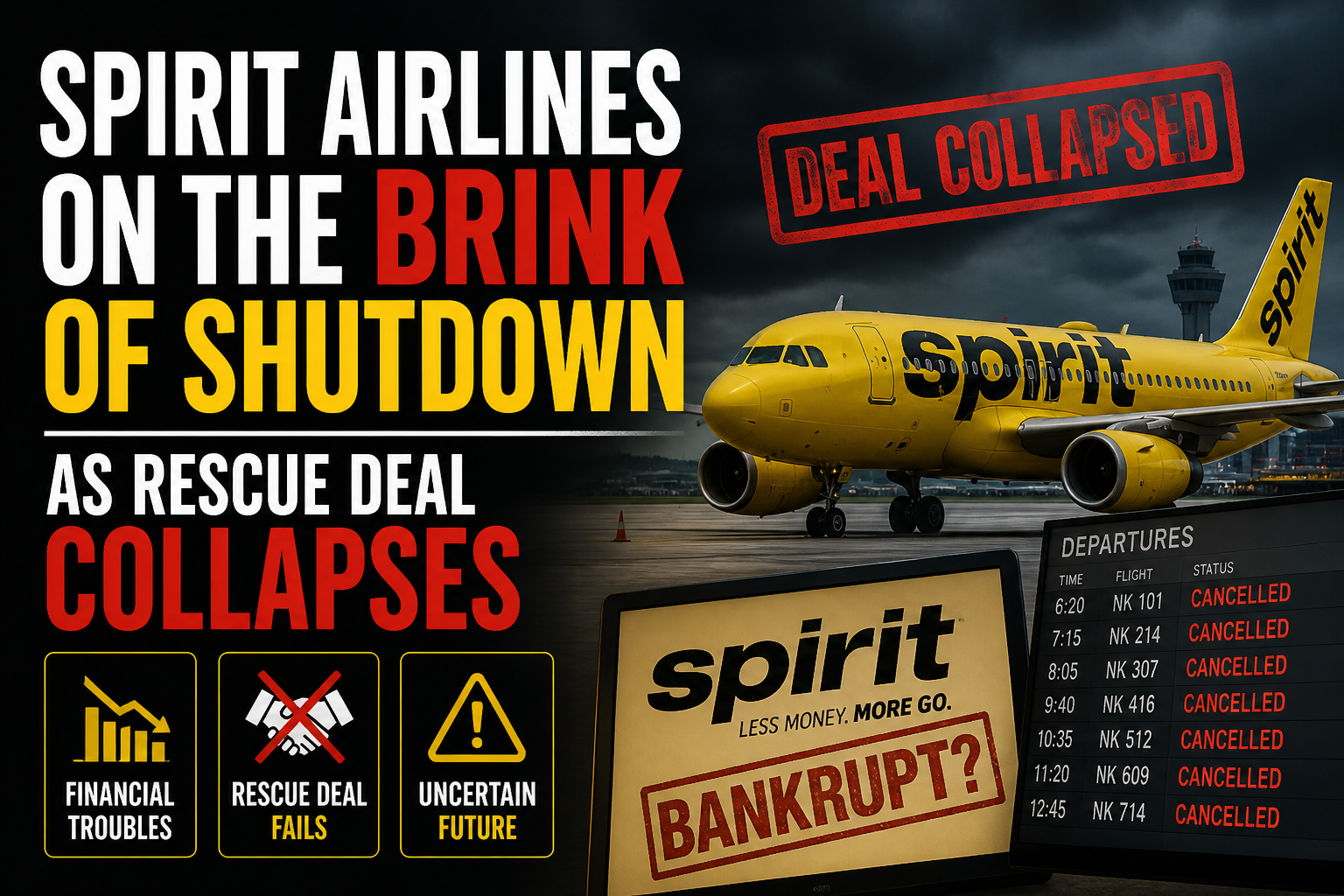Spirit Airlines on the Brink of Shutdown as Rescue Deal Collapses