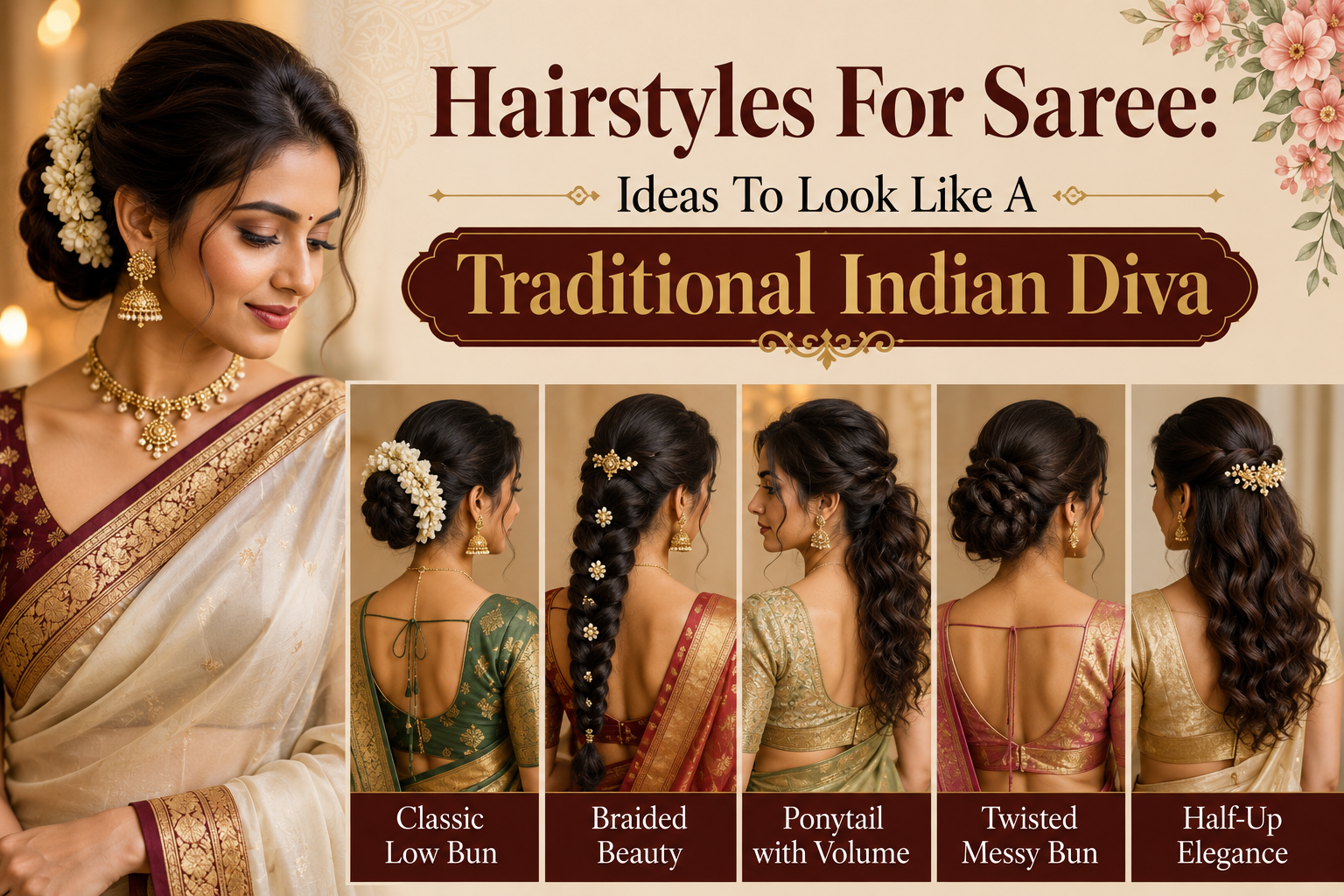 45 Hairstyles For Saree: Ideas To Look Like A Traditional Indian Diva