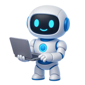 AI robot with laptop